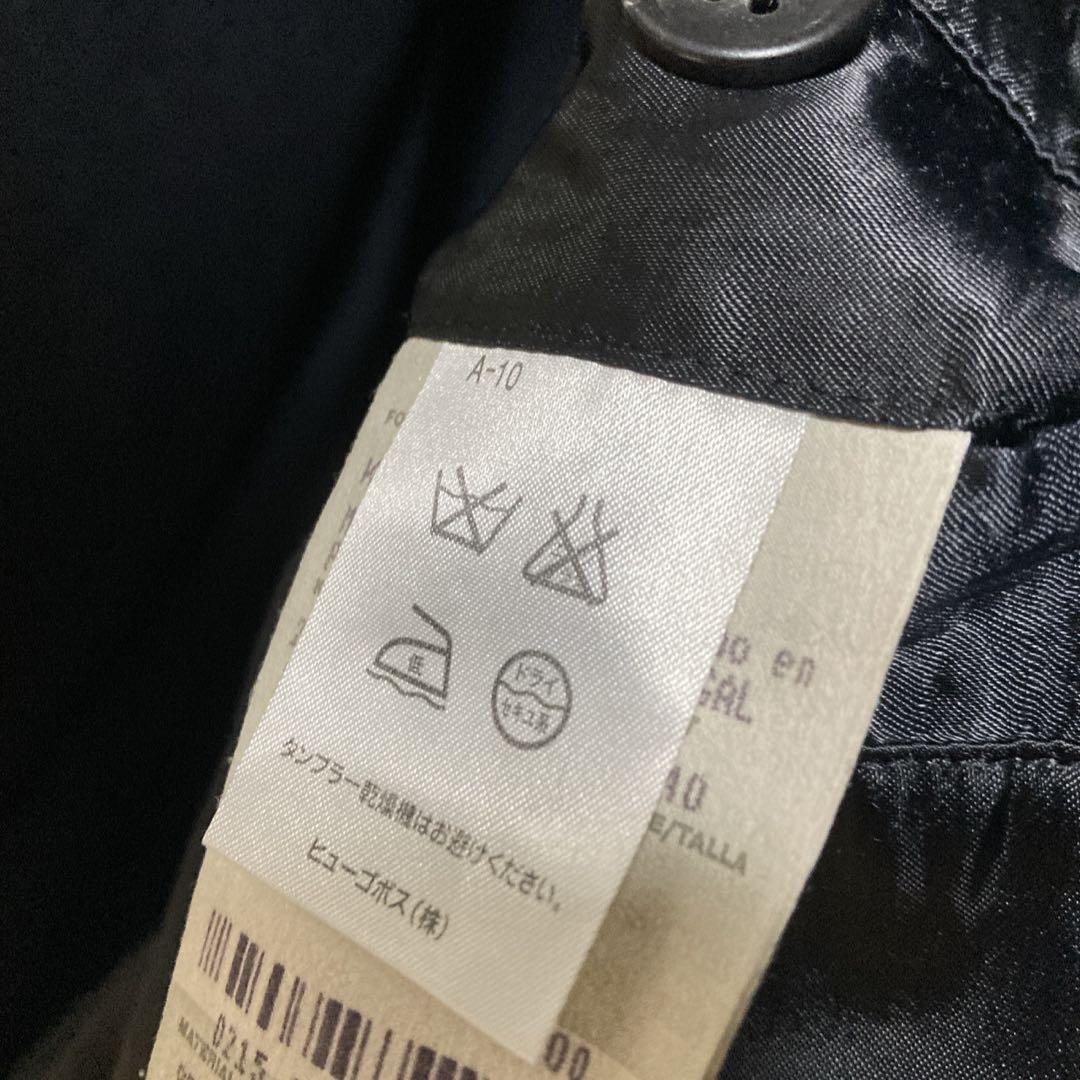 超美品 HUGO BOSS ヒューゴ ボス ブラック ウール ステンカラーコート