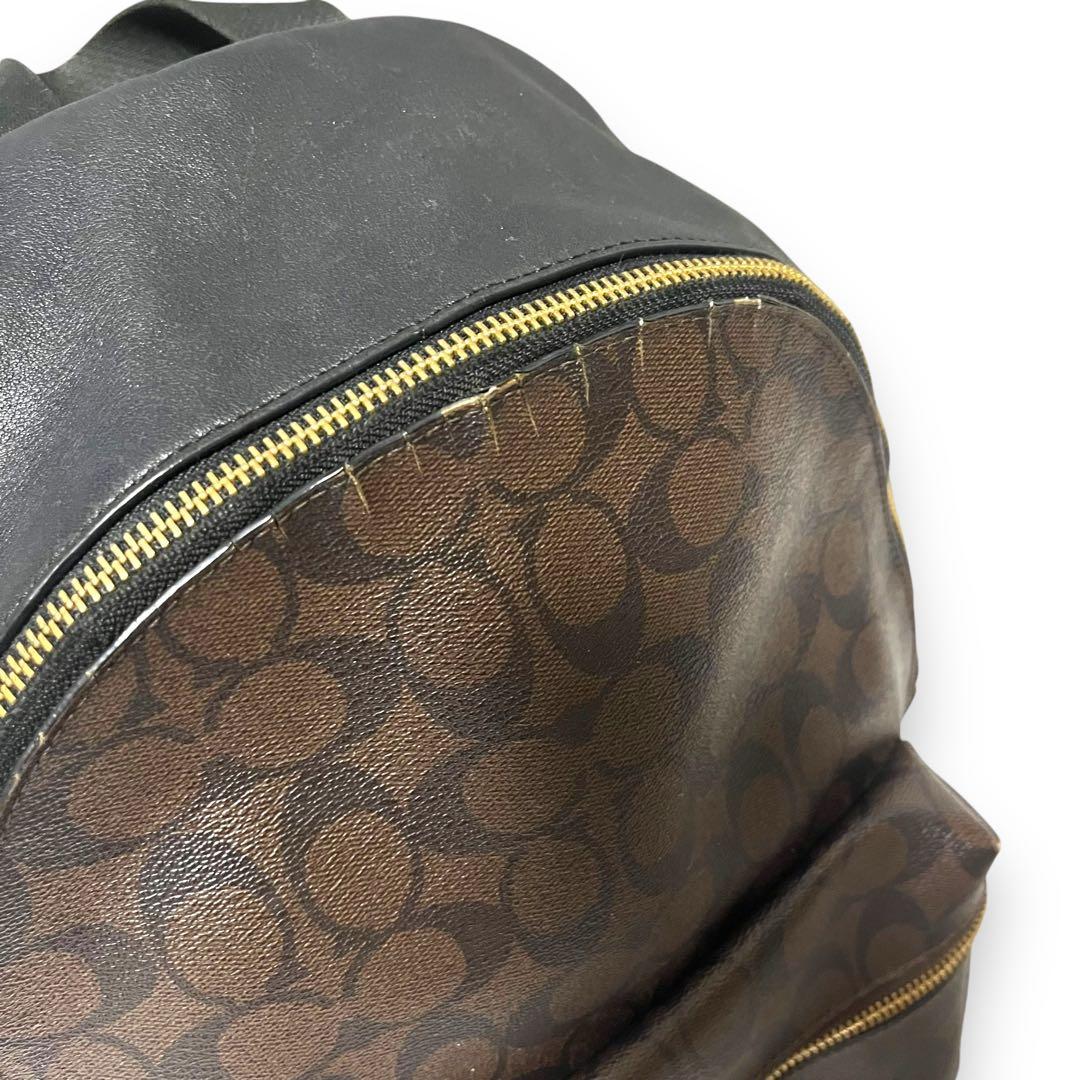 美品✨　coach コーチ　リュック　バックパック　シグネチャー　大容量　レザー