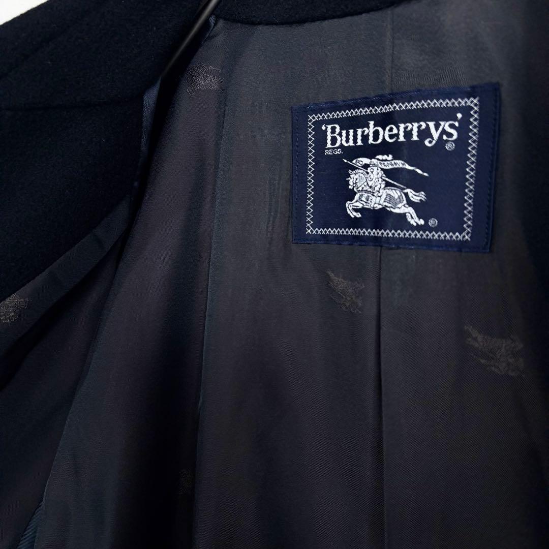 【カシミヤ混】バーバリー　ウールステンカラーコート　ブラック　XL相当