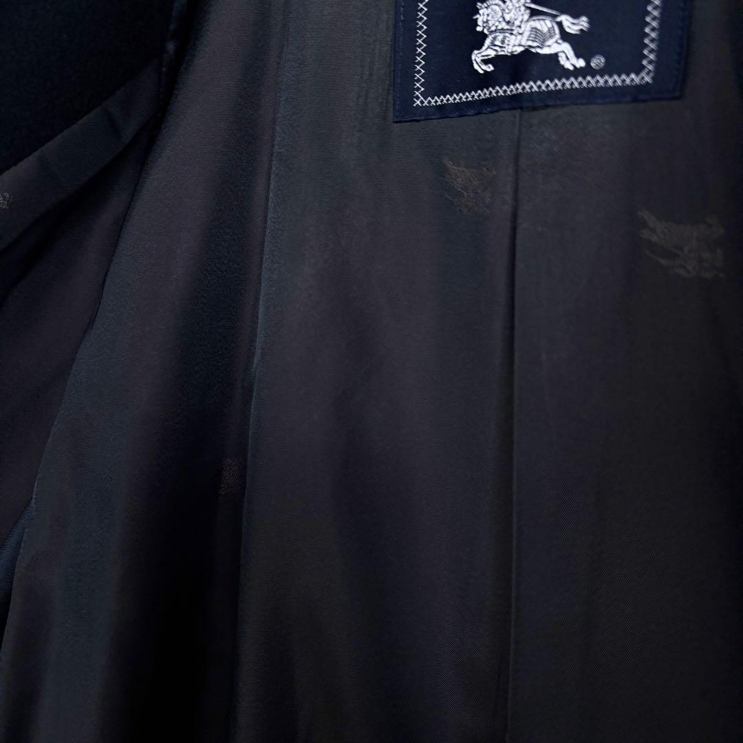 【カシミヤ混】バーバリー　ウールステンカラーコート　ブラック　XL相当