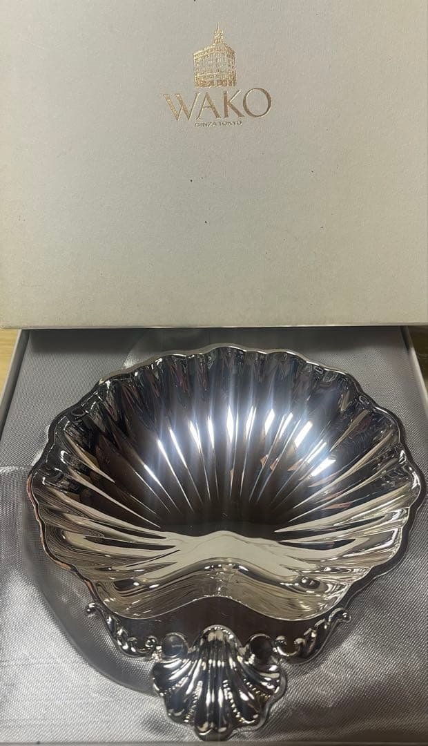 東京銀座 和光 銀仕上げ シェル シルバーディッシュ 銀仕上げ トレイ