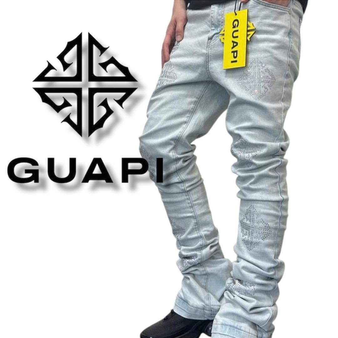 GUAPI グアピ フレアデニム ラインストーン スキニーデニム 32 - メルカリ