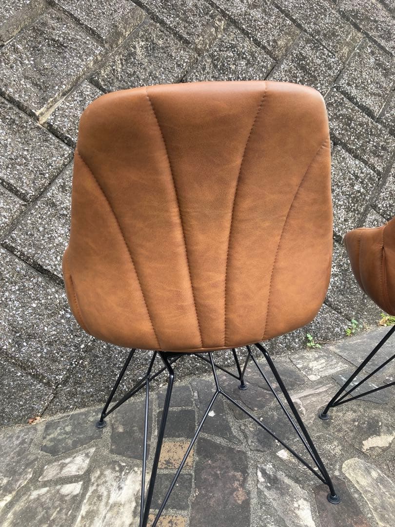 タンスのゲン回転式 ダイニングチェア 肘付 座面高45cm ブラウン　2脚セット