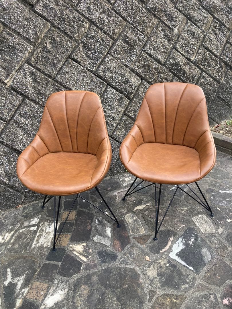 タンスのゲン回転式 ダイニングチェア 肘付 座面高45cm ブラウン　2脚セット