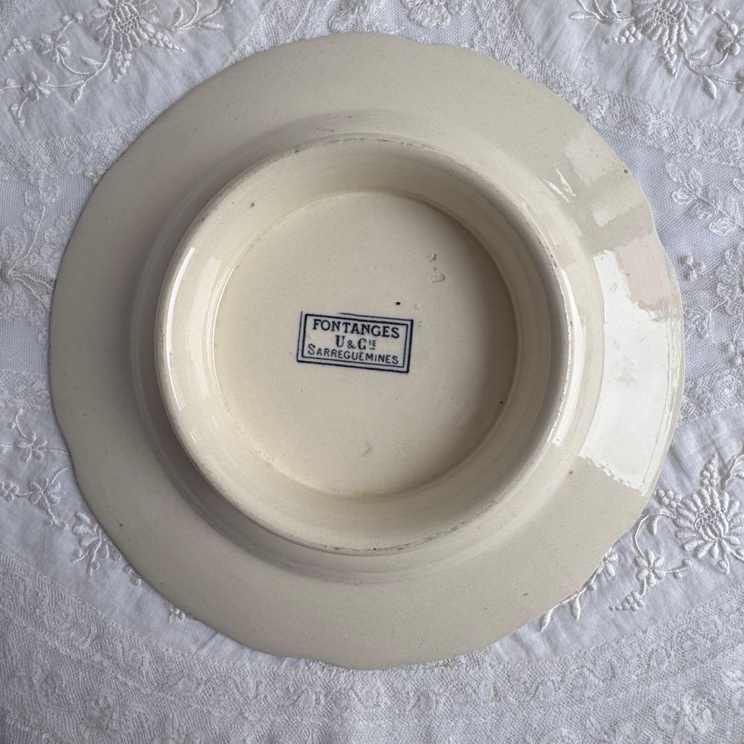 フランスアンティーク サルグミンヌ Fontanges ケーキスタンド 青