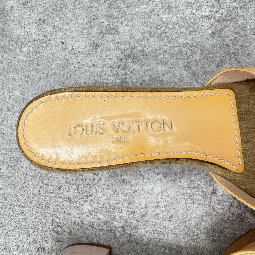 ルイヴィトン ミュール サンダル 37.5 24.5cm ロゴデザイン ピンク