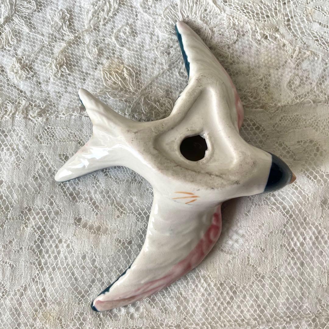 陶器ツバメのオブジェ2個セット① フランスアンティーク　オーナメント　壁飾り　燕