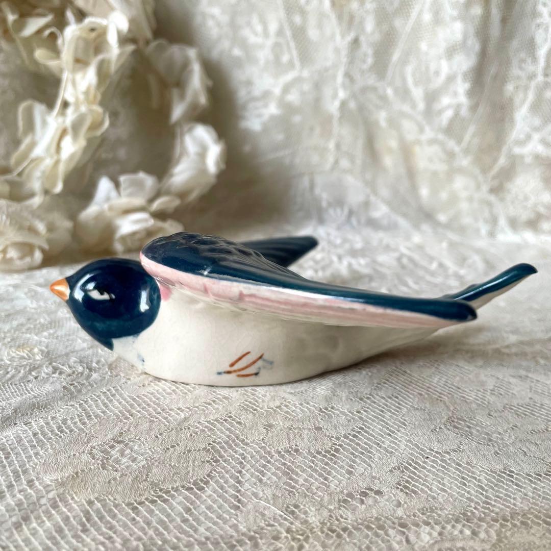 陶器ツバメのオブジェ2個セット① フランスアンティーク　オーナメント　壁飾り　燕