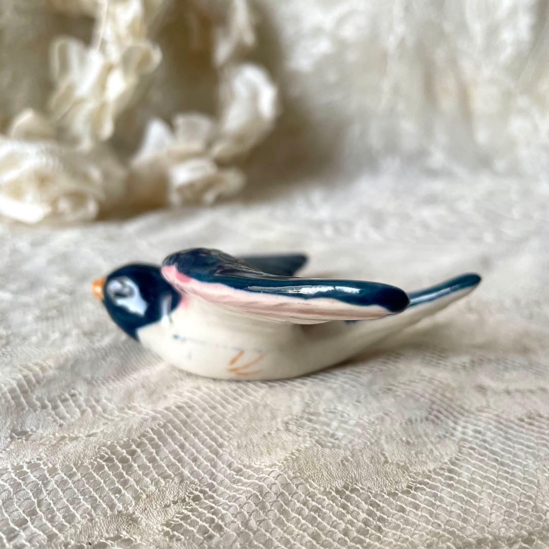 陶器ツバメのオブジェ2個セット① フランスアンティーク　オーナメント　壁飾り　燕