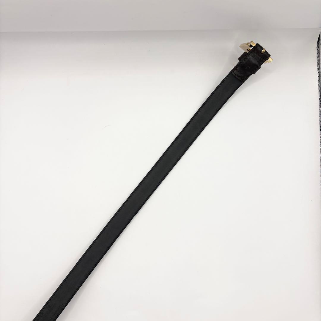 カニカマ Ferragamo ベルト ゴールドバックル レザー 黒 美品