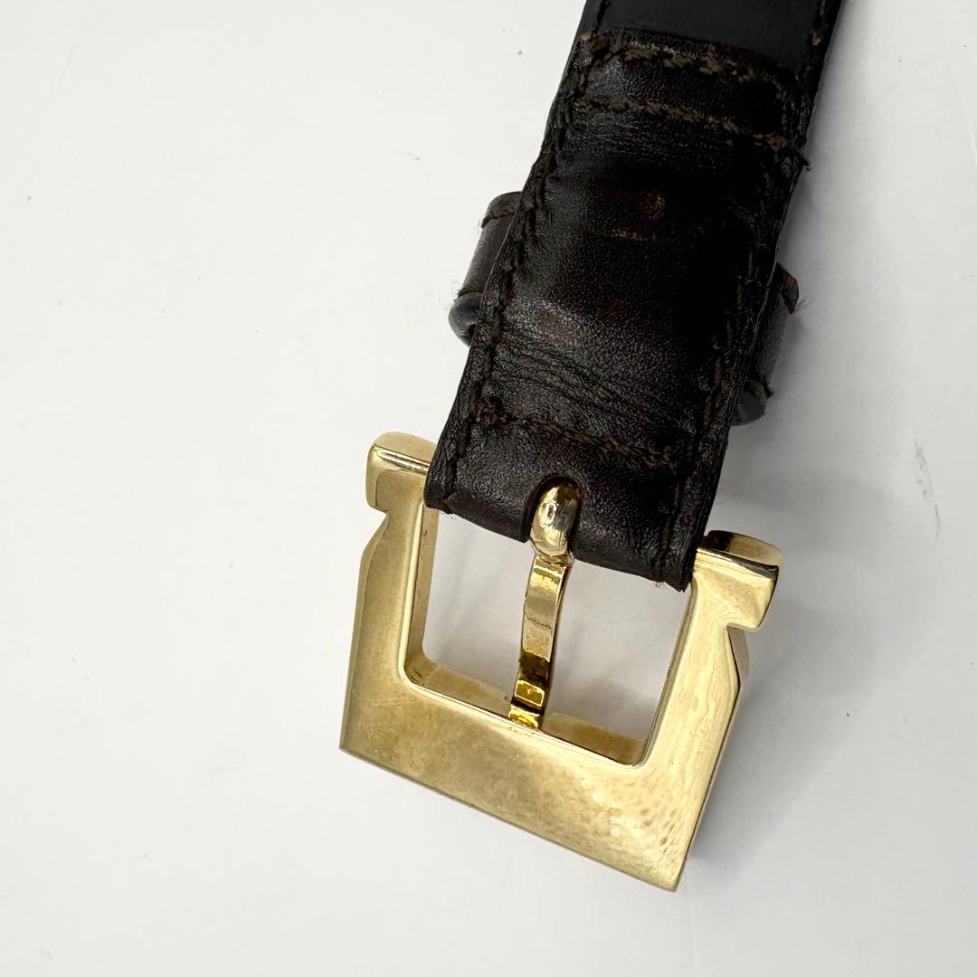 カニカマ Ferragamo ベルト ゴールドバックル レザー 黒 美品