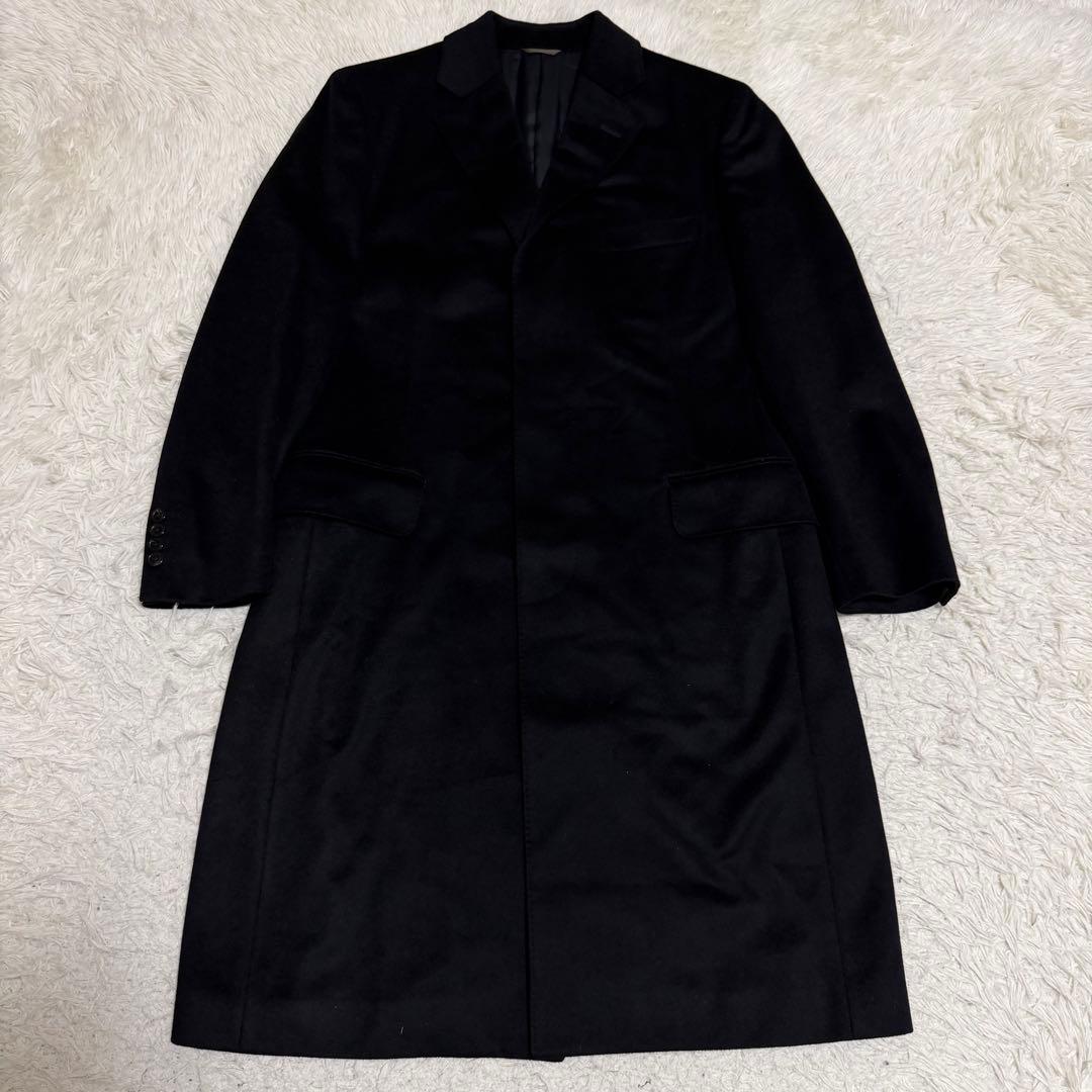 未使用級Lサイズ相当　カシミヤ100% ダーバン　チェスターコート　比翼　黒