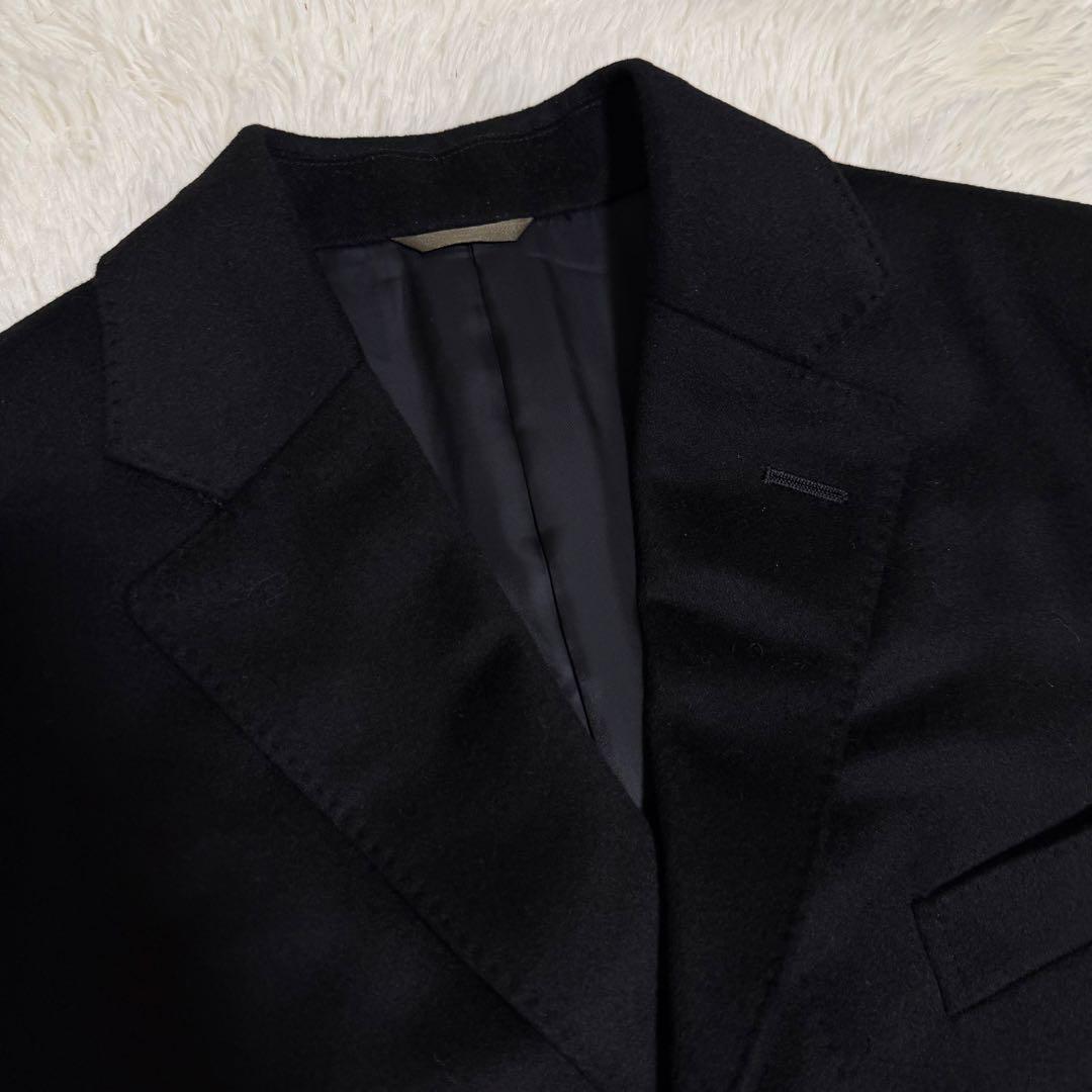 未使用級Lサイズ相当　カシミヤ100% ダーバン　チェスターコート　比翼　黒