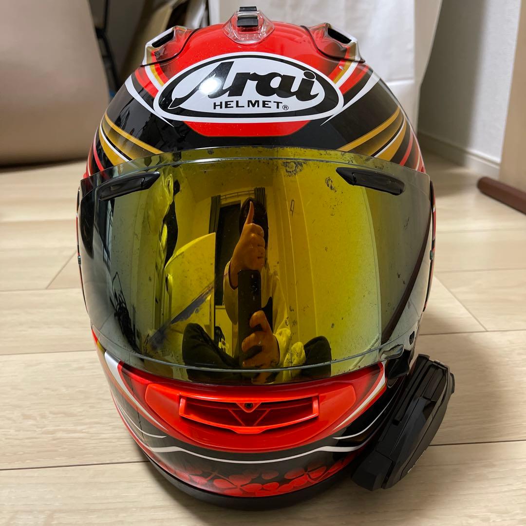 Arai フルフェイスヘルメット 赤・黒・金 ミラーシールド - メルカリ