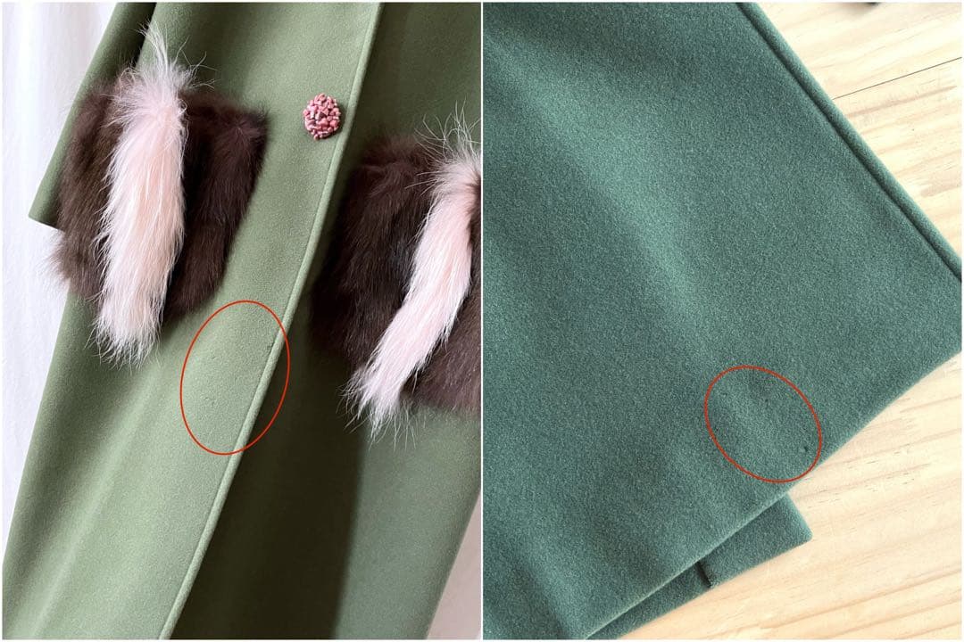 leur logette タスマニア ウールコート 1 M モスグリーン