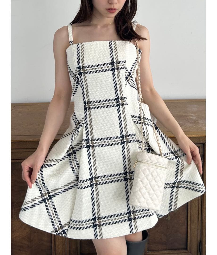 snidel ロービングチェックミニワンピース