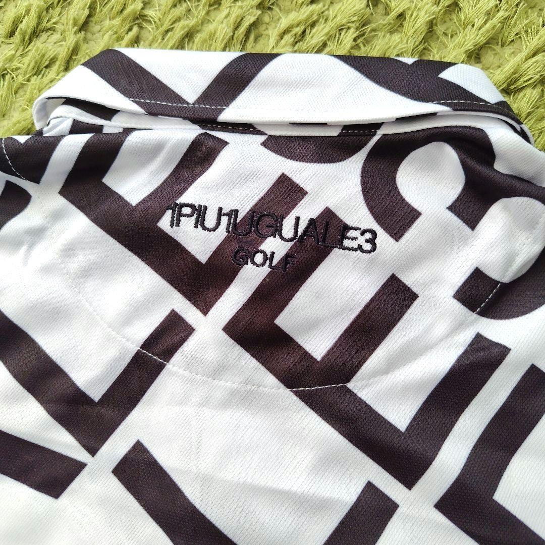 【美品】1PIU1UGUALE3 GOLF ロゴ ポロシャツ 半袖 XL 白黒