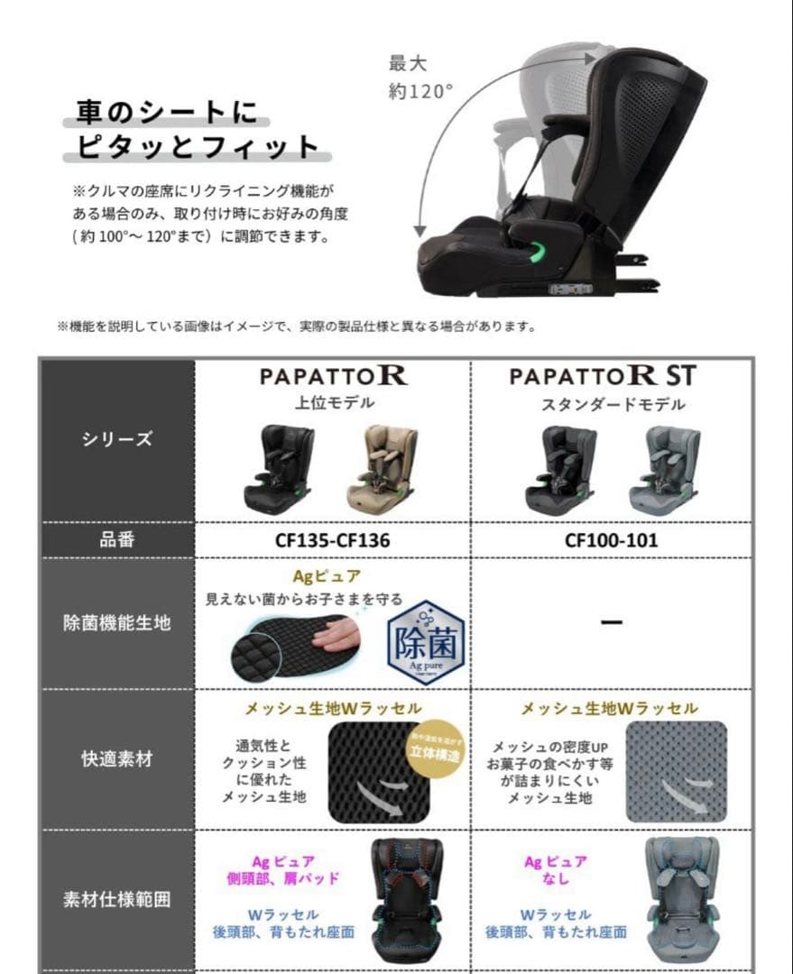 カーメイトエールベベ チャイルドシート ISOFIX パパットR パールブラック
