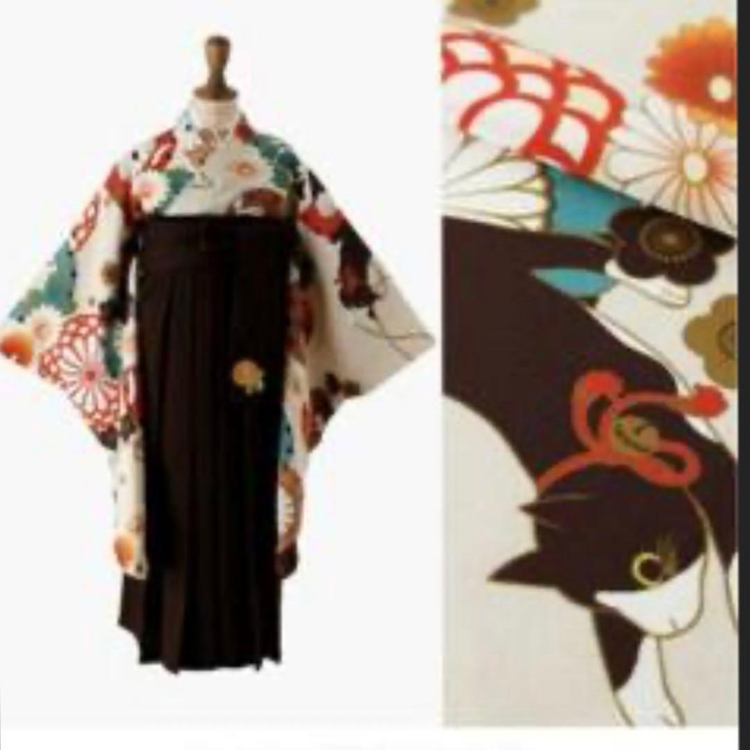 キャサリンコテージ　袴　砂色手毬猫　ちりめん　150センチ