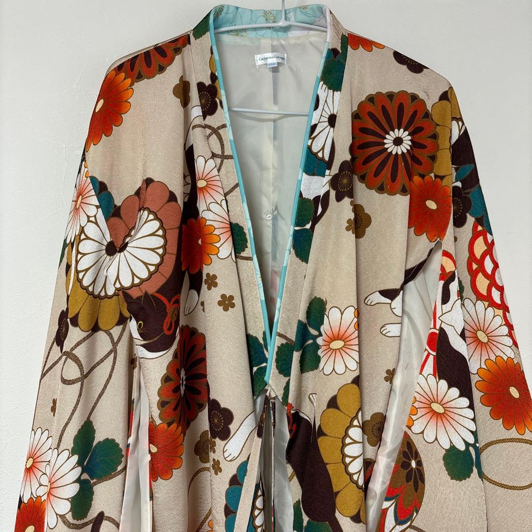 キャサリンコテージ　袴　砂色手毬猫　ちりめん　150センチ