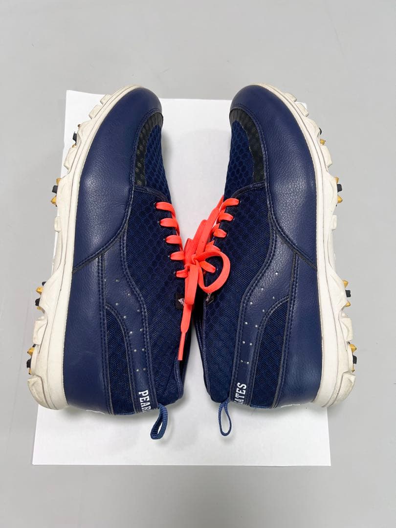 綺麗 パーリーゲイツ ゴルフシューズ 24.5 ネイビー×オレンジ 綺麗