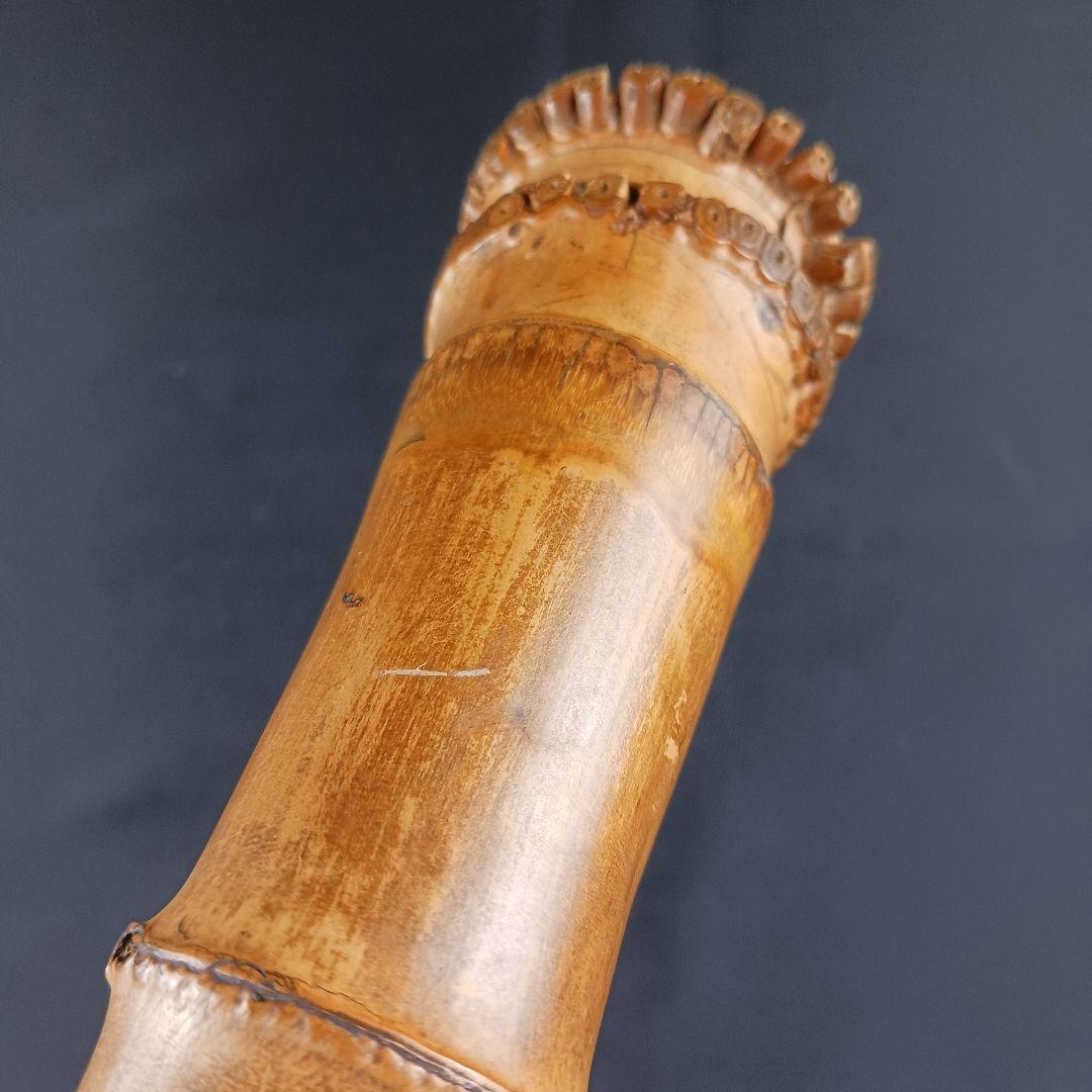 Y2886-2 琴古流 尺八 林山銘 銀三線藤巻 全長63㎝ 竹製