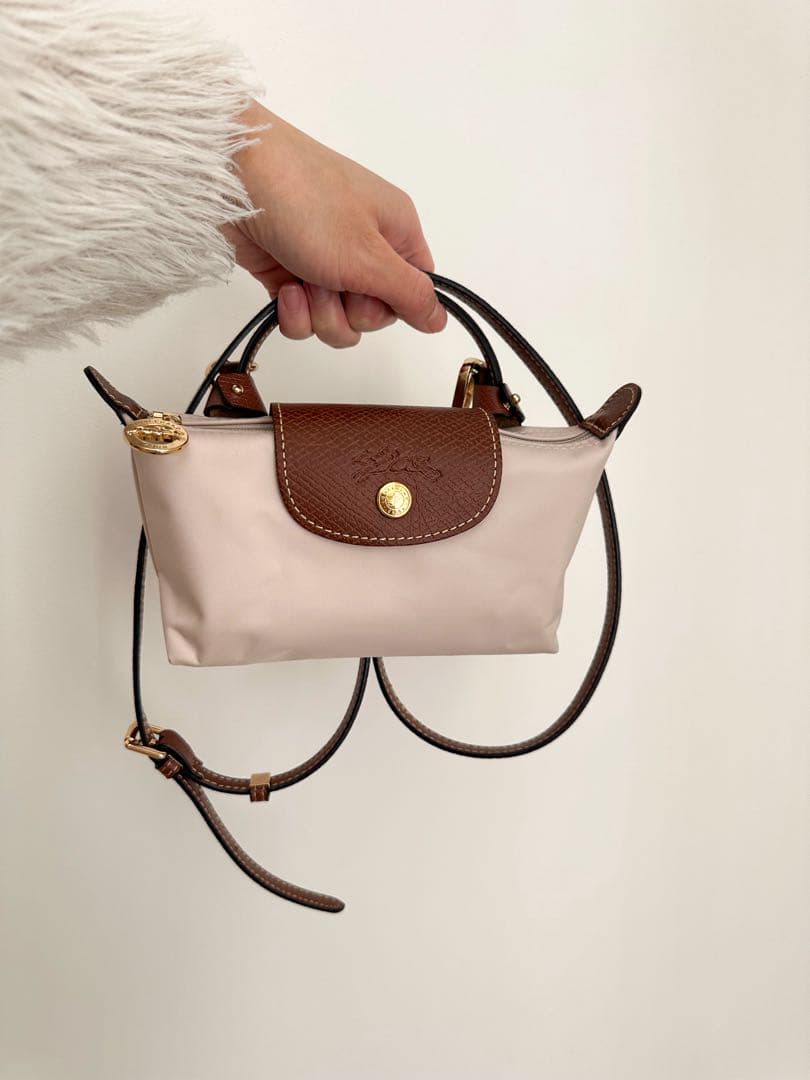 ロンシャン　ル プリアージュ　ハンドル付きポーチ　パピエ　ショルダーバッグ