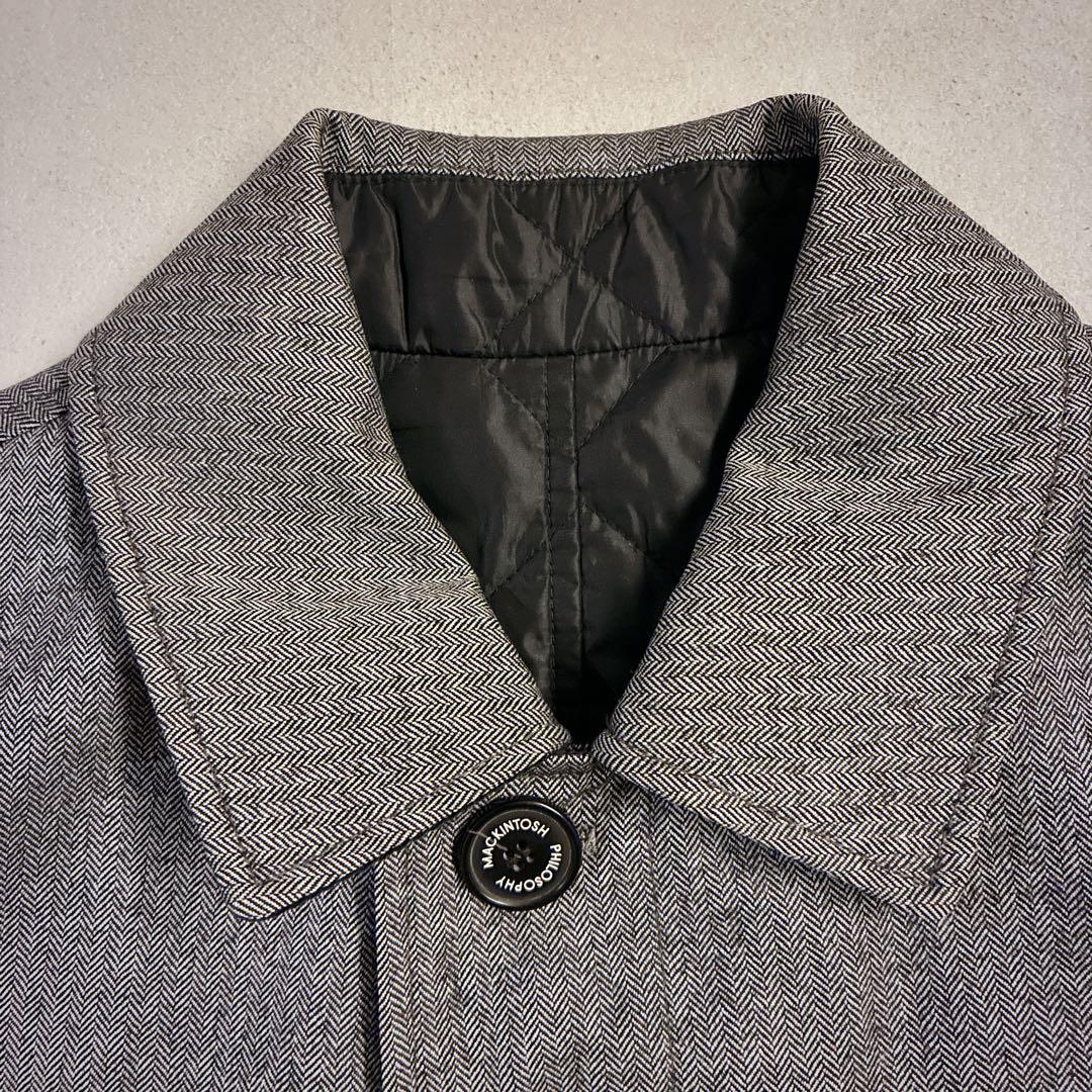 マッキントッシュ　リバーシブル　ステンカラーコート　キルティング　ヘリンボーン