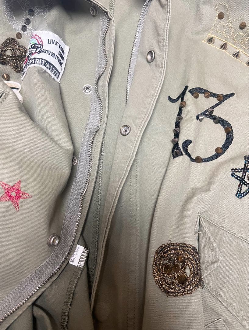 リメイクミリタリージャケット めちゃくちゃ大きいサイズ 個性的フェアリーグランジ