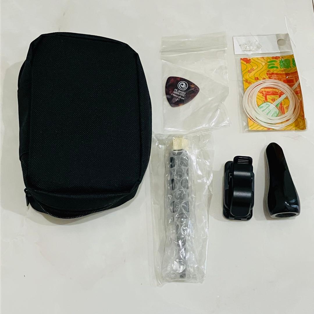 沖縄 三線 特上 人工皮革 蛇柄 ソフトケース 三味線 付属品付き