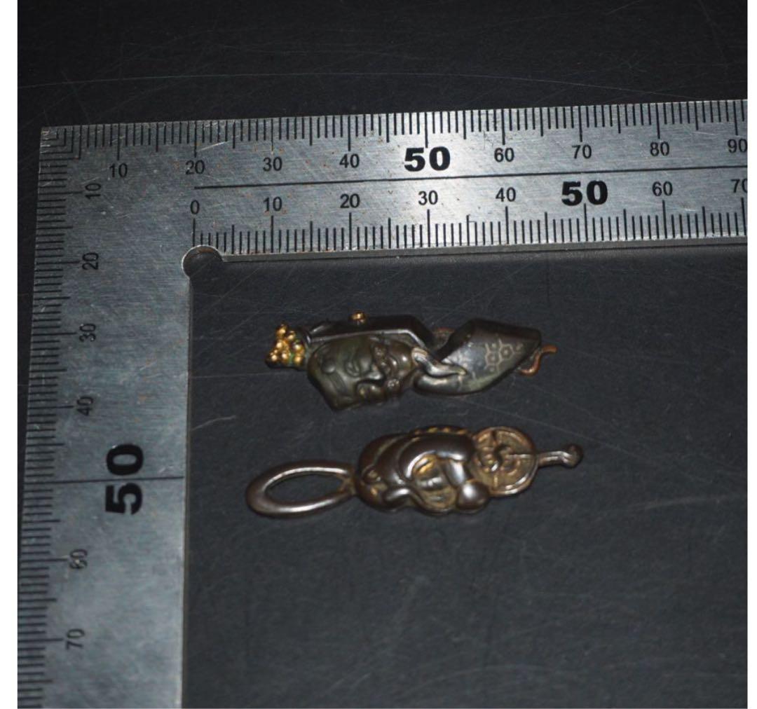 送料無料　江戸時代　目貫2点　刀装具　木箱付