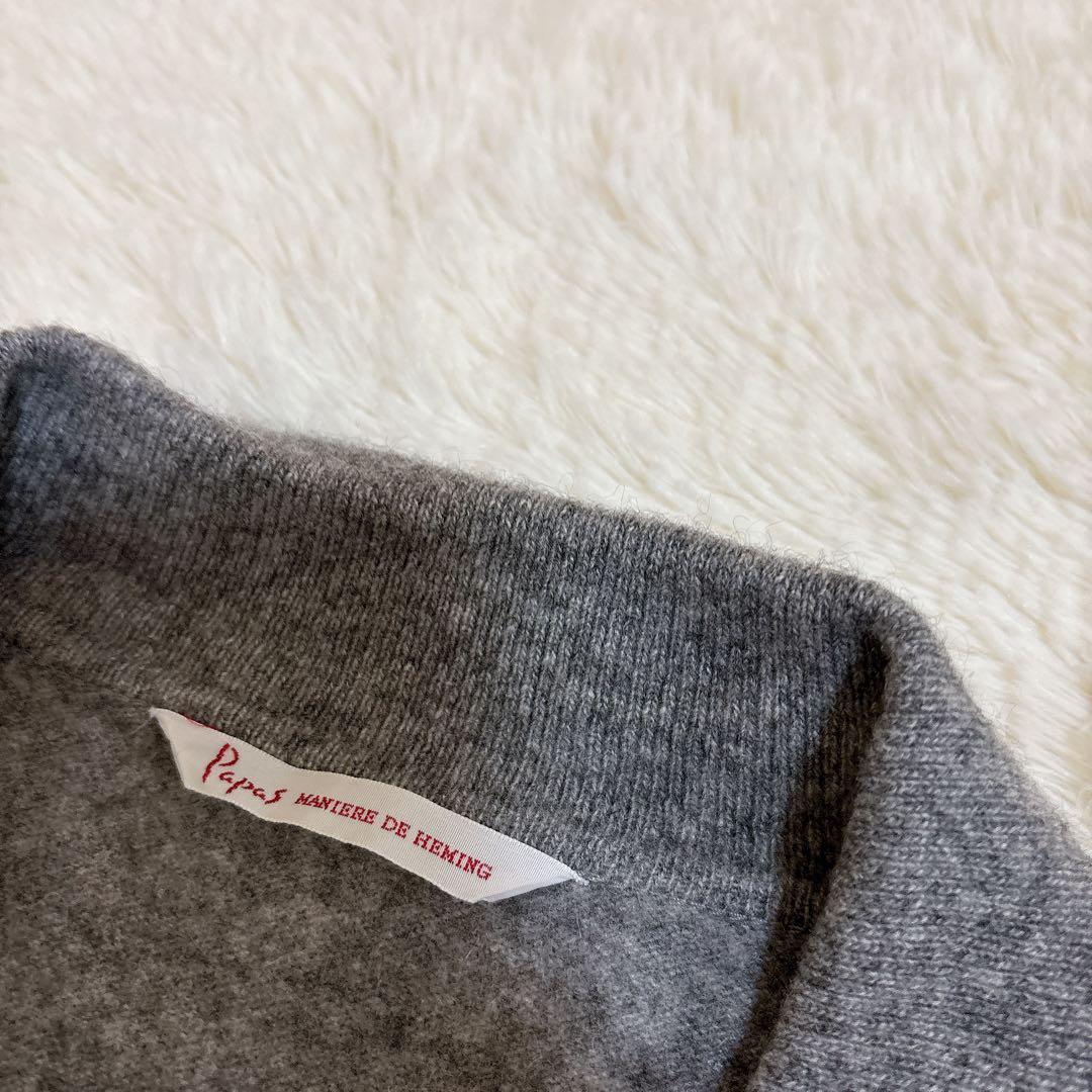 希少☆Papas カシミア100% ポロ襟 ニット セーター シェルボタン