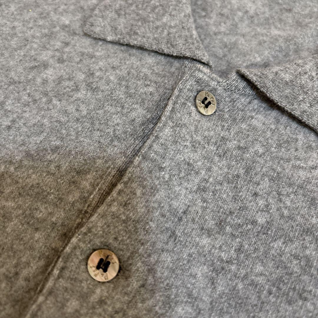 希少☆Papas カシミア100% ポロ襟 ニット セーター シェルボタン