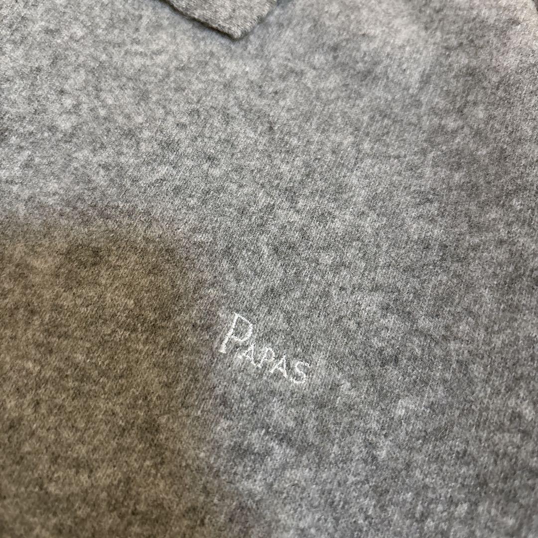 希少☆Papas カシミア100% ポロ襟 ニット セーター シェルボタン