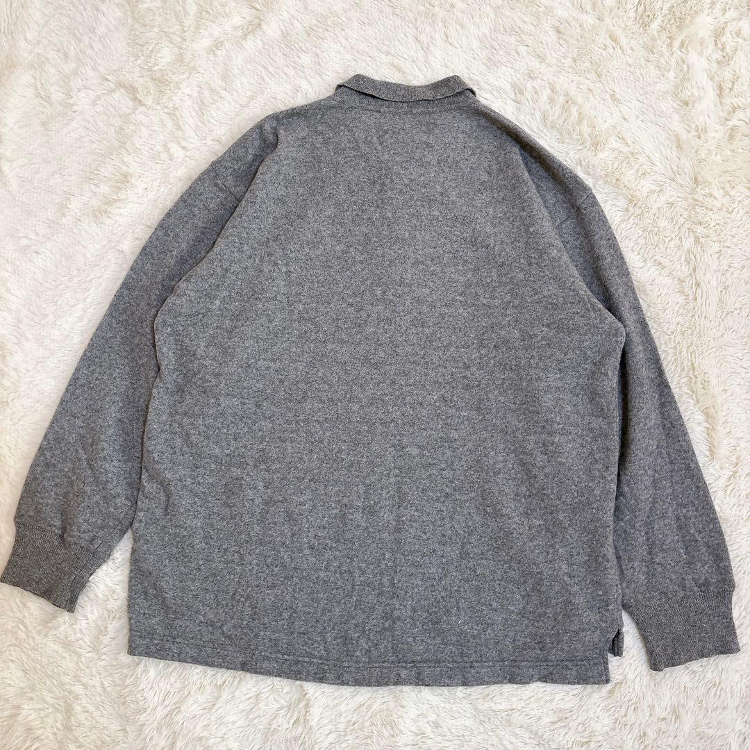 希少☆Papas カシミア100% ポロ襟 ニット セーター シェルボタン