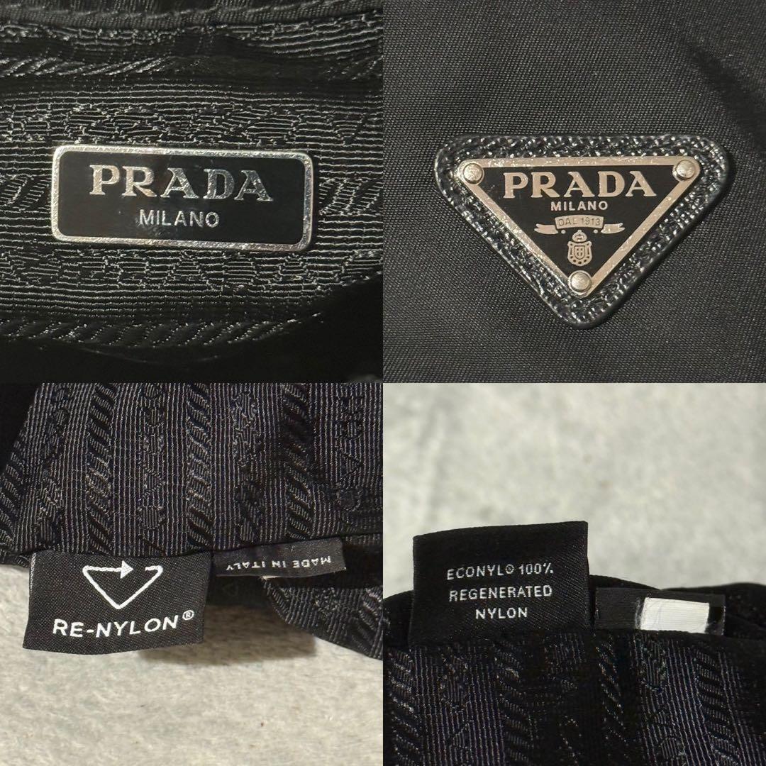 PRADA Re-Nylon 巾着バッグ 三角ロゴ サフィアーノ 黒 現行