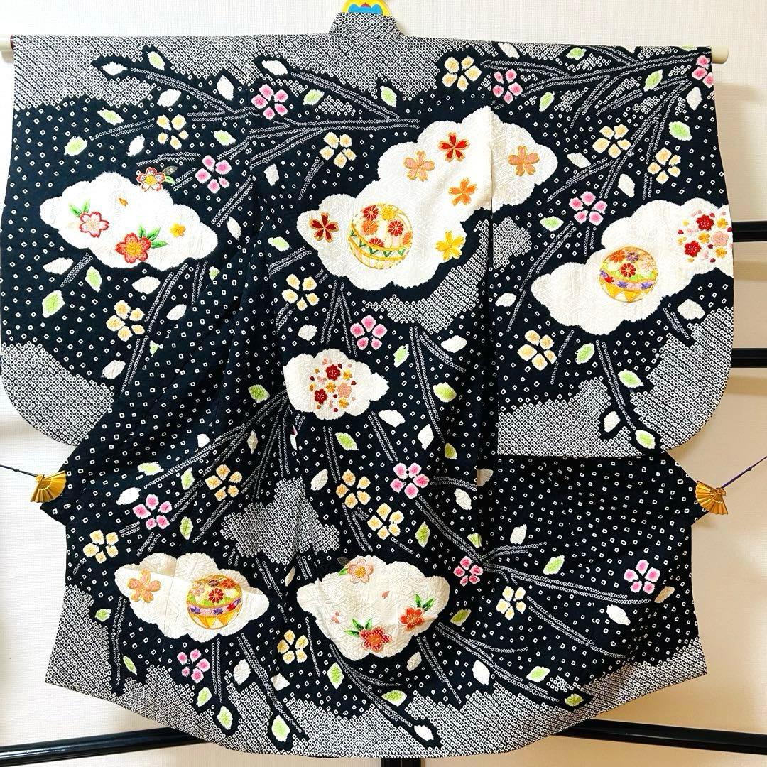 No.118 七五三　3歳 正絹着物フルセット　　総絞り