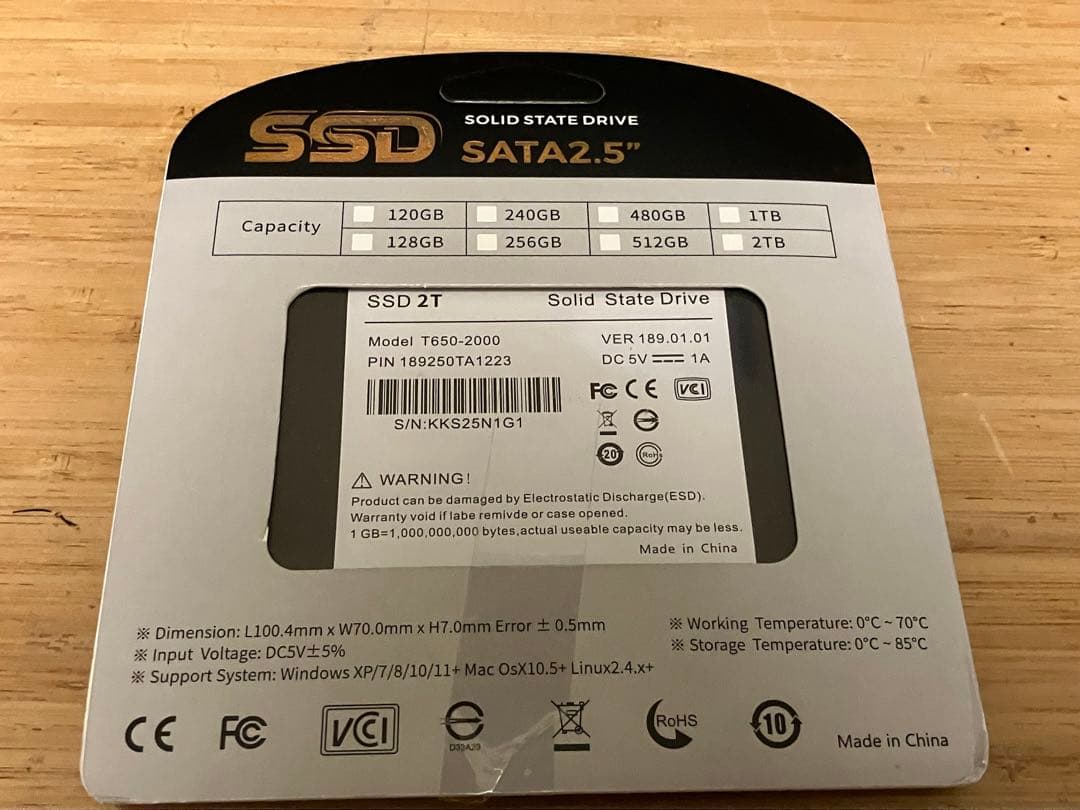 SSD 2TB SATA III 2.5インチ T650-2000