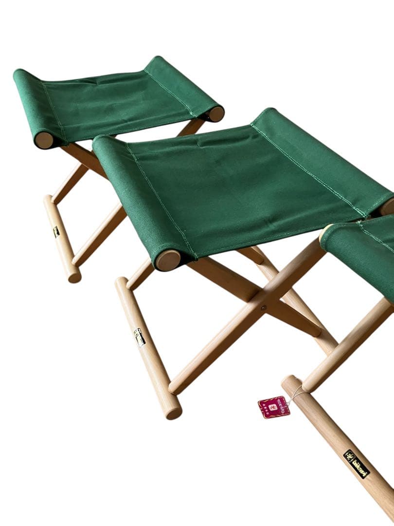 光製作所　折りたたみアウトドアチェア 3脚セット 座面緑キャンバス