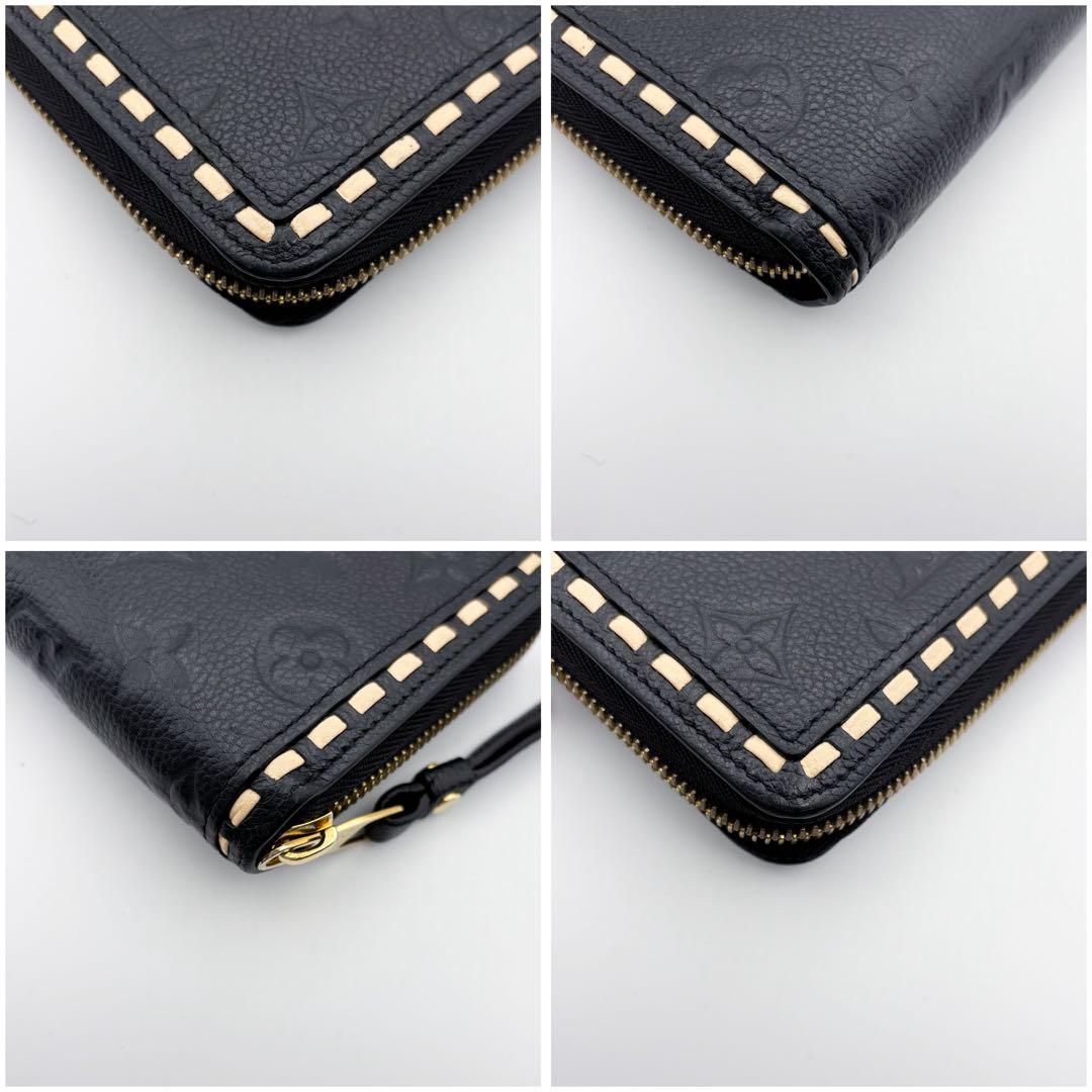 【超美品】ルイヴィトン モノグラム アンプラント ジッピーウォレット ステッチ