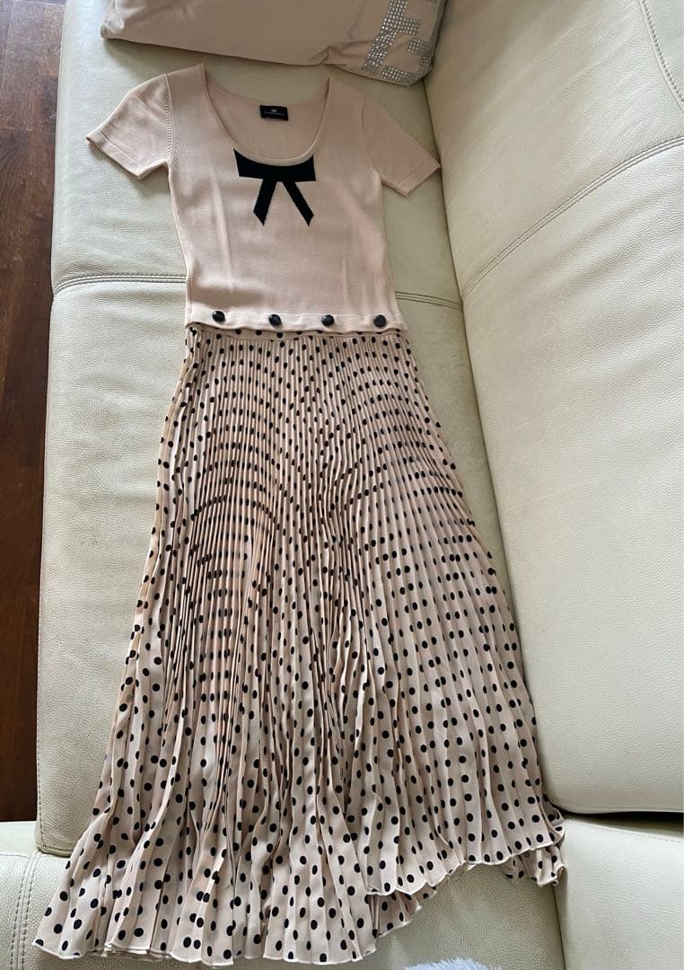 elisabetta franchi ドット フリル ワンピース