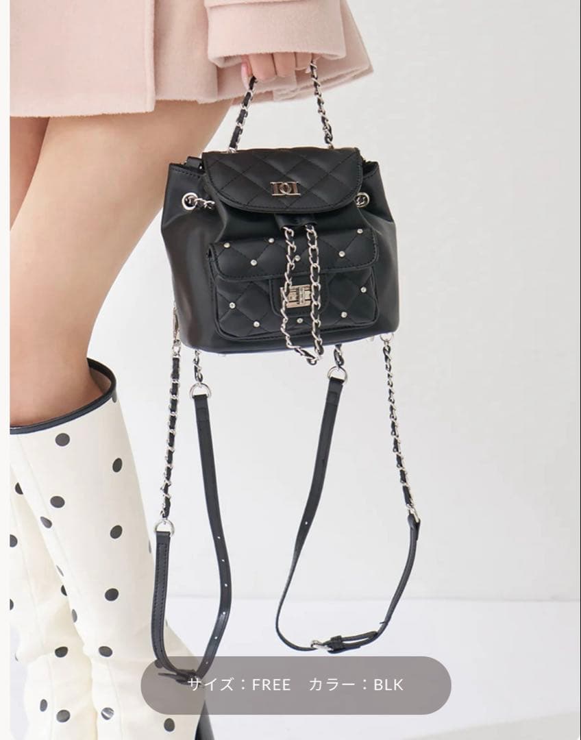 Darich ダーリッチ キルティングビジューミニリュック ブラック BLK