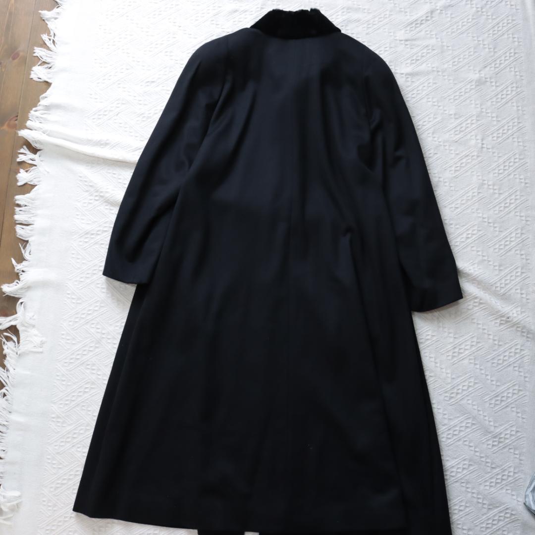 ムーンバット　高級ゼニア生地　カシミア100 マキシ丈ロングコート　ミンクファー