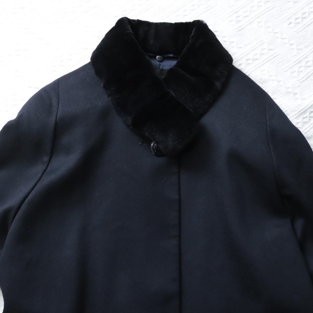 ムーンバット　高級ゼニア生地　カシミア100 マキシ丈ロングコート　ミンクファー