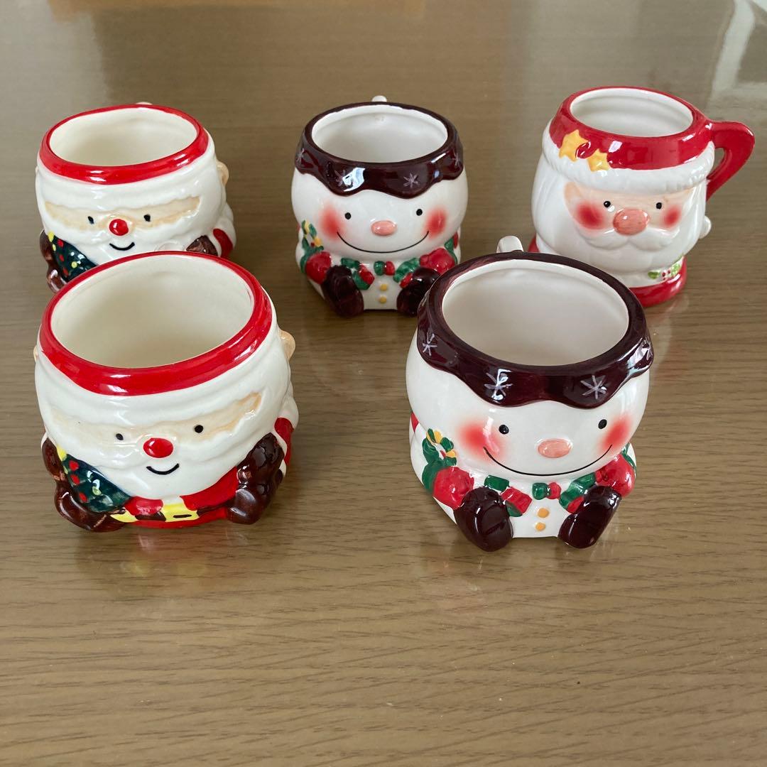 クリスマス陶器 サンタカップ、スノーマンカップのセット - メルカリ