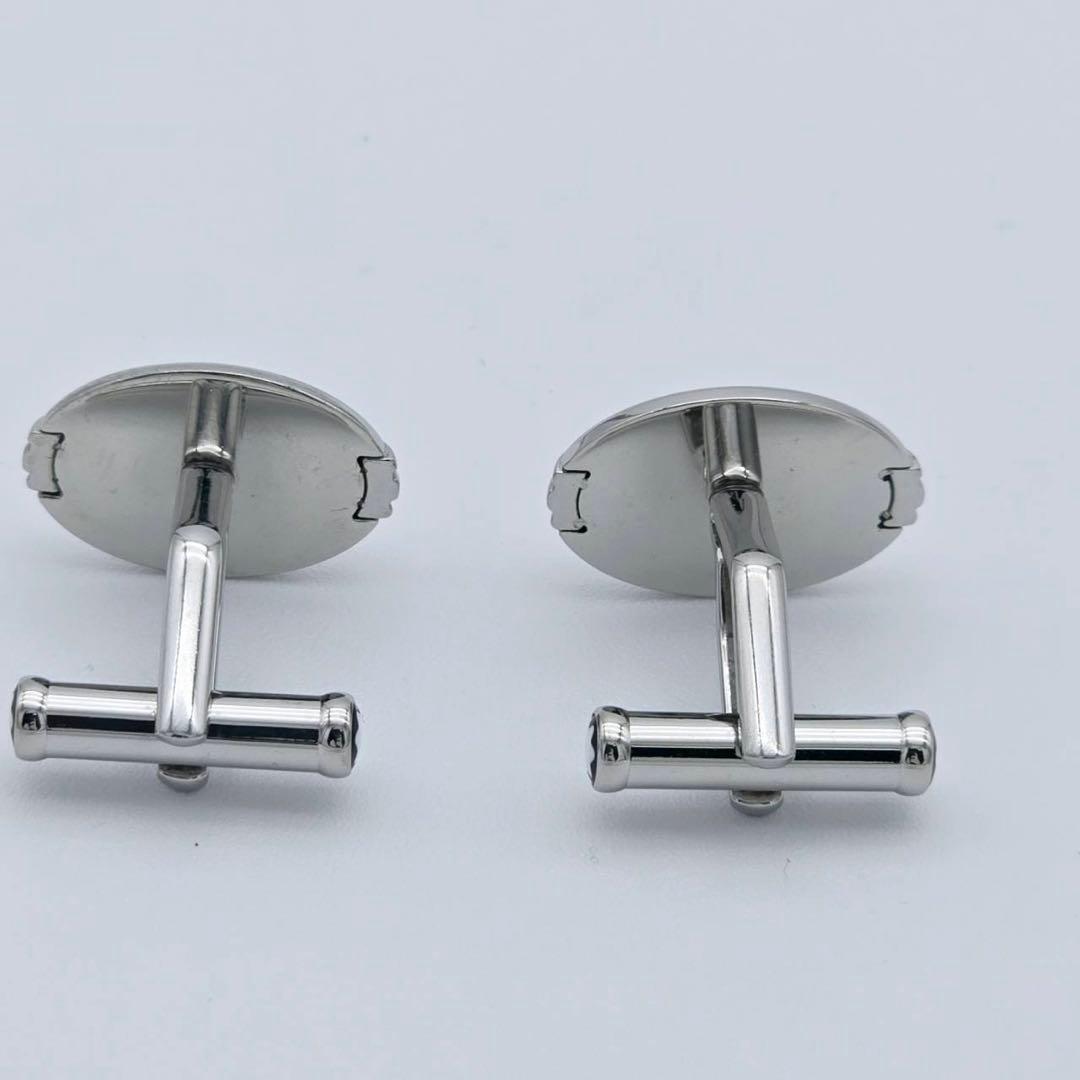 ☆MONTBLANC☆ カフリンクス オーバル ロゴ ホワイト シルバー