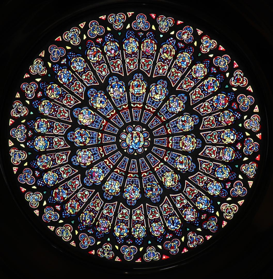 限定作品 ノートルダム大聖堂 ヴィンテージステンドグラス 大型 北のバラ窓ローズ