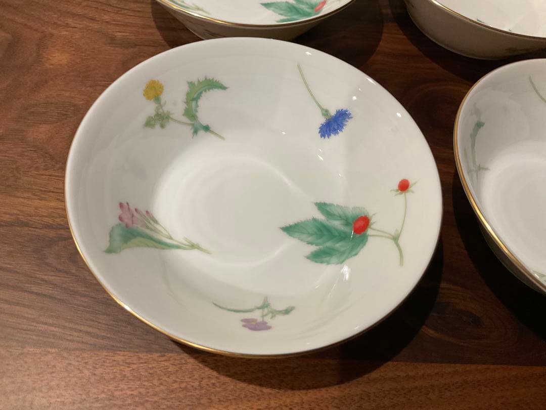 ☺️新品未使用❣️香蘭社 花柄 金色縁取り 大鉢1+中鉢5 切立鉢