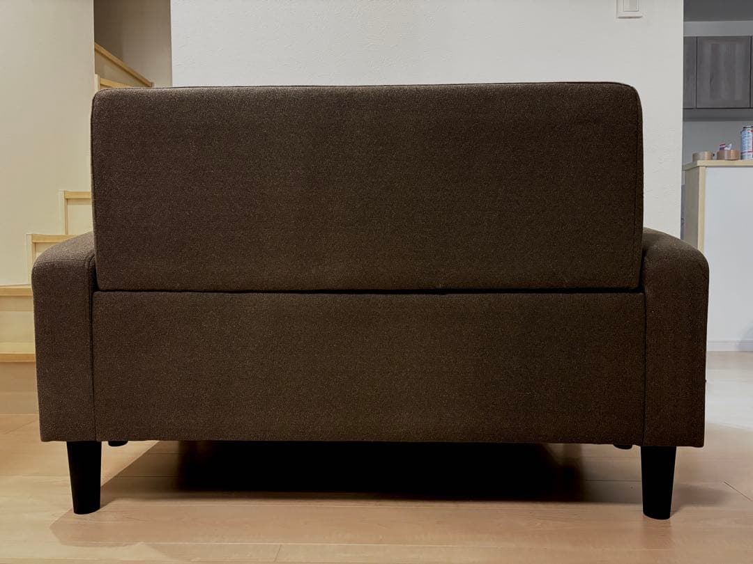 ブラウン 2人掛けソファ コンパクト