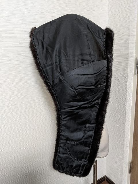 A525 ダークミンク　毛皮　リアルファー　オペラケープ　マント　ショール